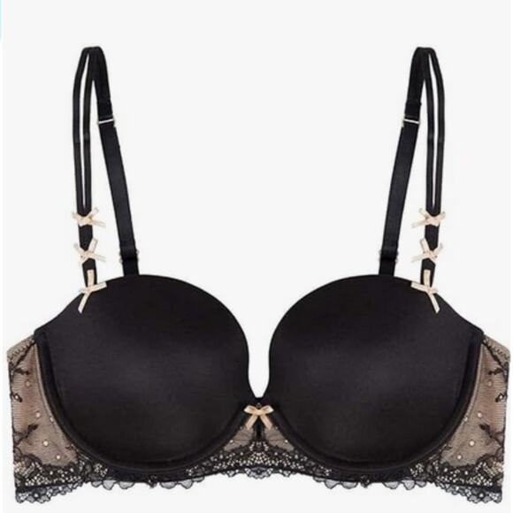 Heidi Klum Heidi French Lace Keyhole Contour Bra Black Size 32C - Picture 1 of 1
